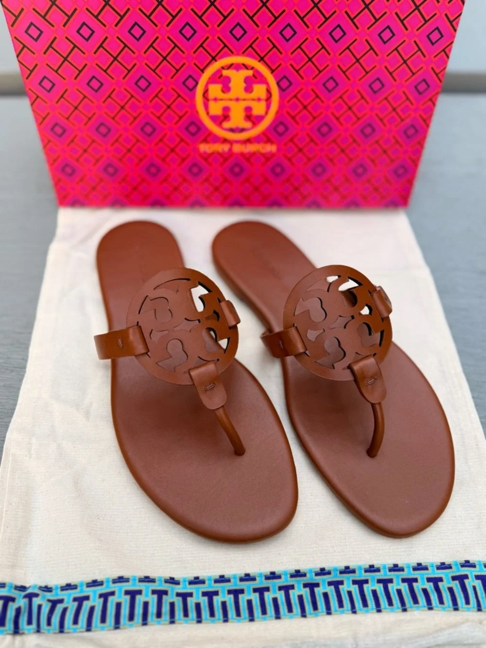 Tory Burch Miller Soft Calf Leather Sandals Brown